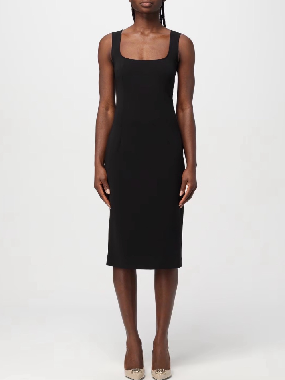 Dolce & Gabbana Black Square-Neck Midi Dress